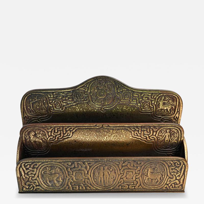 Tiffany Studios Tiffany Studios Gilt Bronze Zodiac Desk Letter Holder Antique Art Nouveau