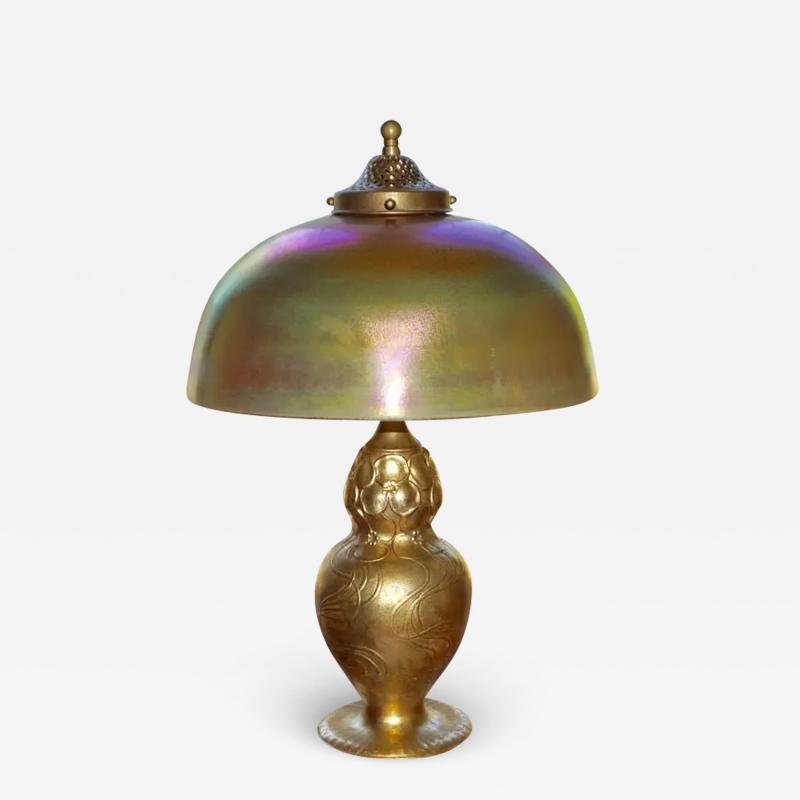 Tiffany Studios Tiffany Studios Gilt Bronze and Favrile Table Lamp