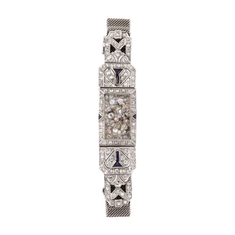 Timeless Flexible Art Deco Bracelet with Floating Diamonds