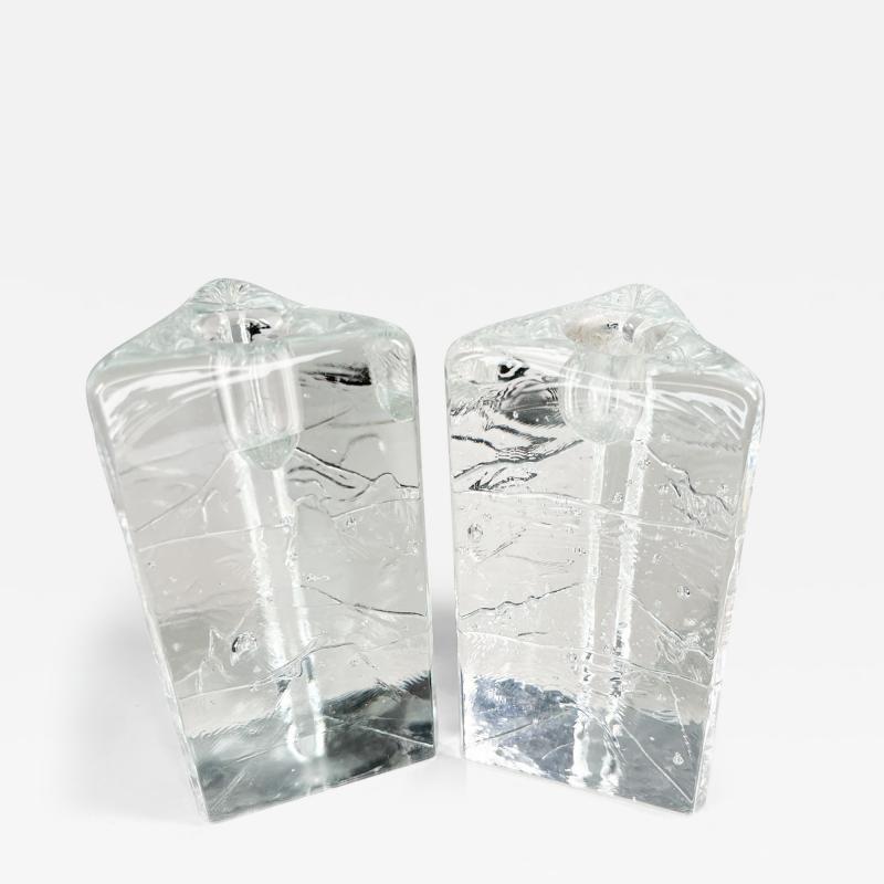 Timo Sarpaneva 1970s Arkipelago Glass Icicle Candle Holders Timo Sarpaneva Iittala Finland