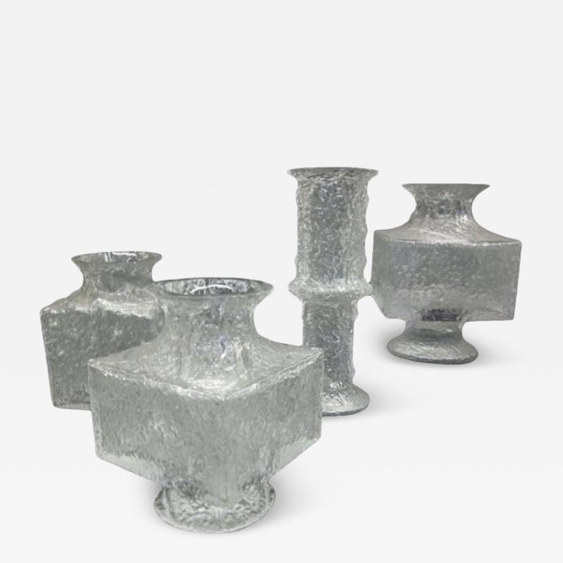 Timo Sarpaneva Five Scandinavian Midcentury Blown Ice Glass Vases by Timo Sarpaneva Iittala