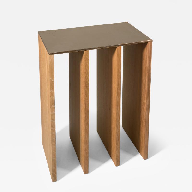 Tinatin Kilaberidze Console in Oak with Bronze Top by Tinatin Kilaberidze