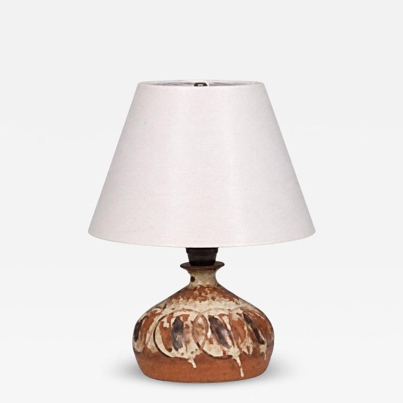 Tingkeramik F lle Small Table Lamp Brown Glazed Stoneware Denmark 1970s