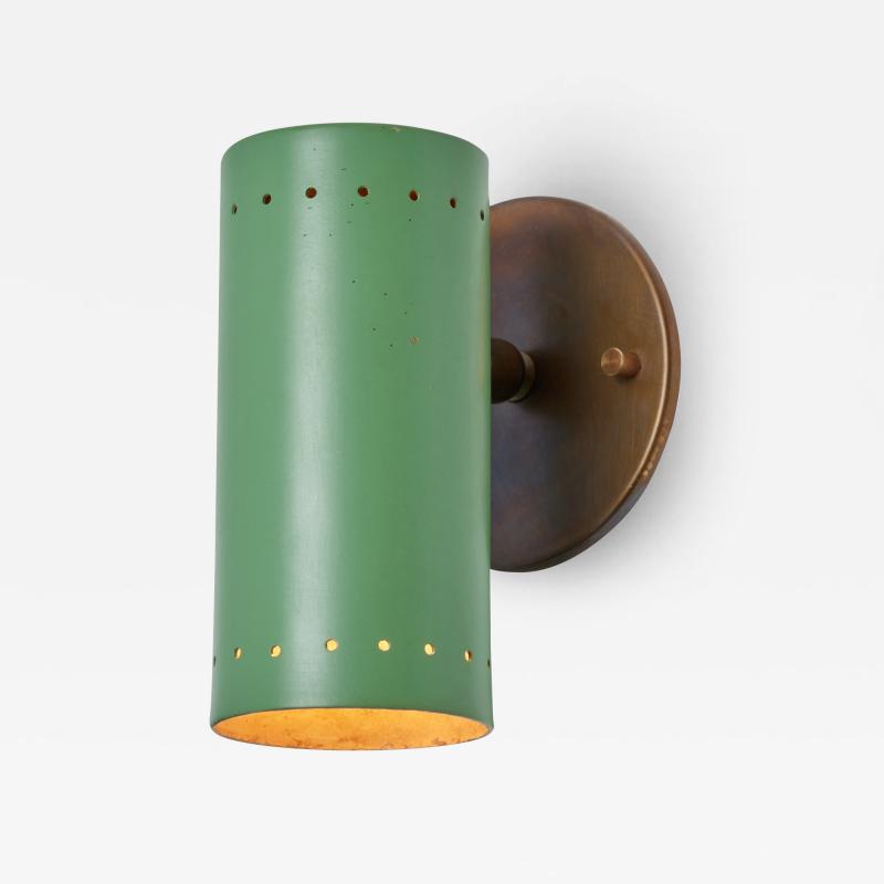 Tito Agnoli 1960s Tito Agnoli Green Metal and Brass Articulating Sconce for O Luce