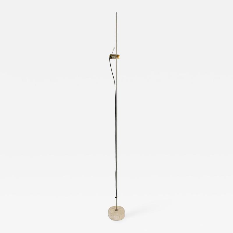 Tito Agnoli Standing lamp in brushed nickel and travertine marble