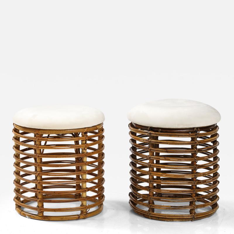 Tito Agnoli Tito Agnoli Cane Bamboo Stools Italy c 1960