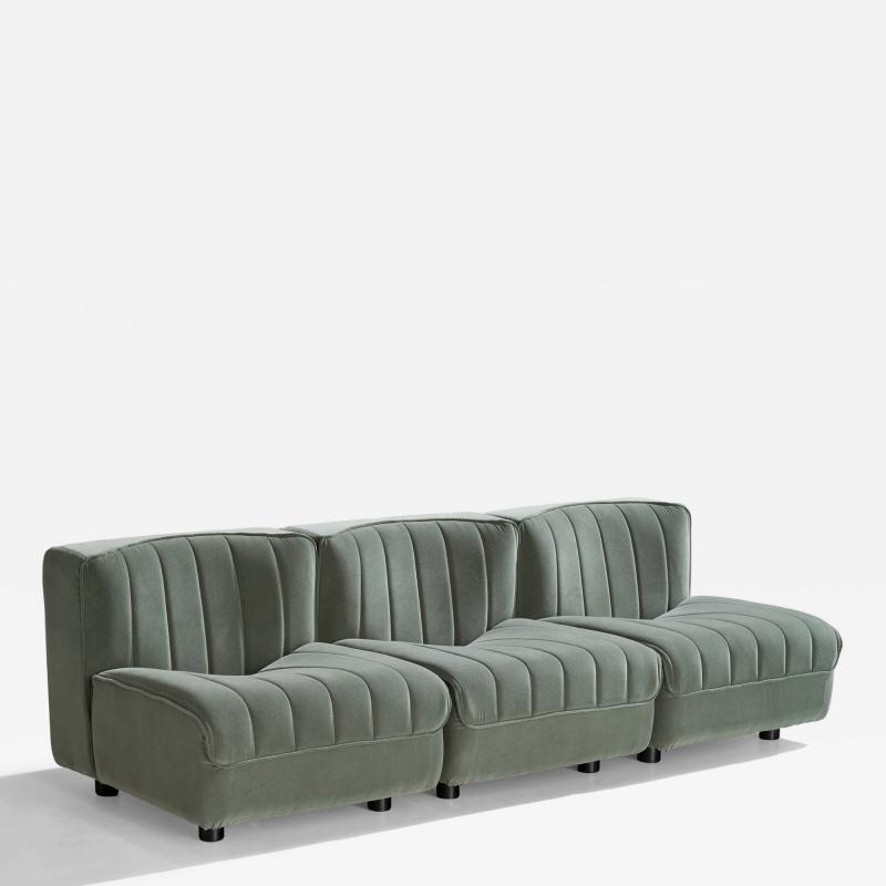 Tito Agnoli Tito Agnoli Sectional Sofa with Fabric and Wood Italy 1970s