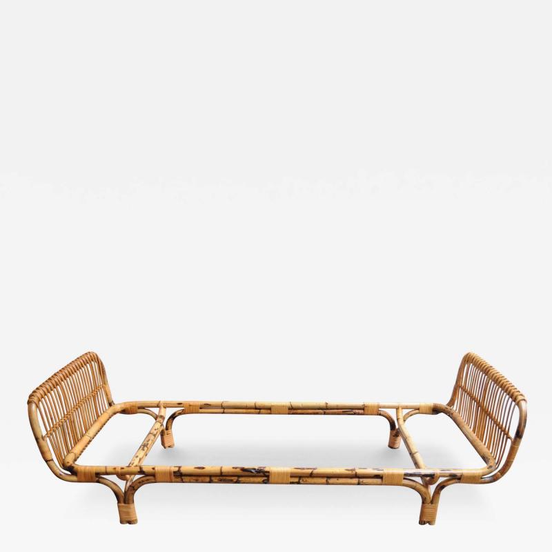 Tito Agnoli Vintage Italian Bamboo and Rattan Daybed by Tito Agnoli for Bonacina