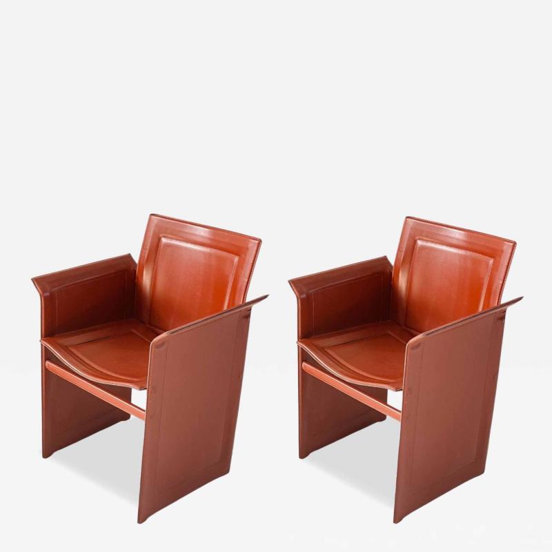 Tito Angola for Matteo Grassi Korium KM1 Leather Chairs Italy 1970