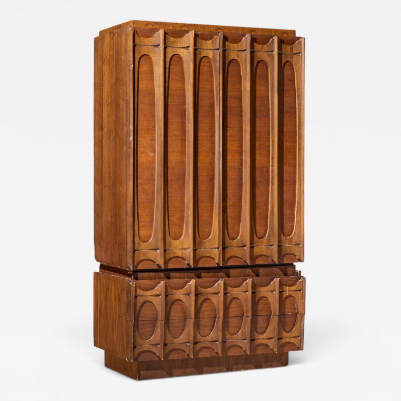 Tobago Brutalist Mid Century Walnut Armoire Dresser