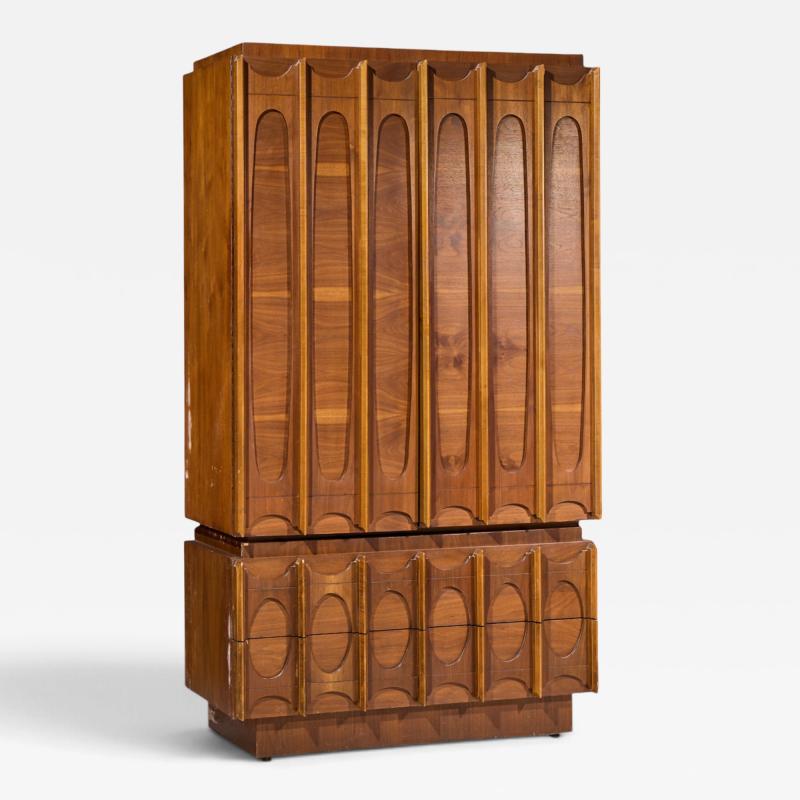 Tobago Brutalist Mid Century Walnut Armoire Dresser