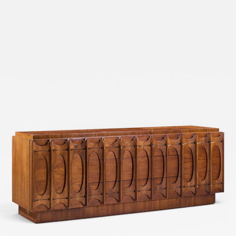 Tobago Brutalist Mid Century Walnut Lowboy Dresser