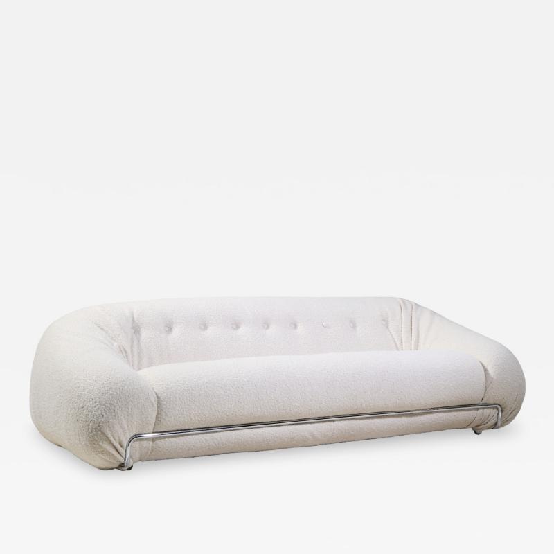 Tobia Scarpa Tobia Scarpa Style Mid Century Italian Boucle and Chrome Sofa