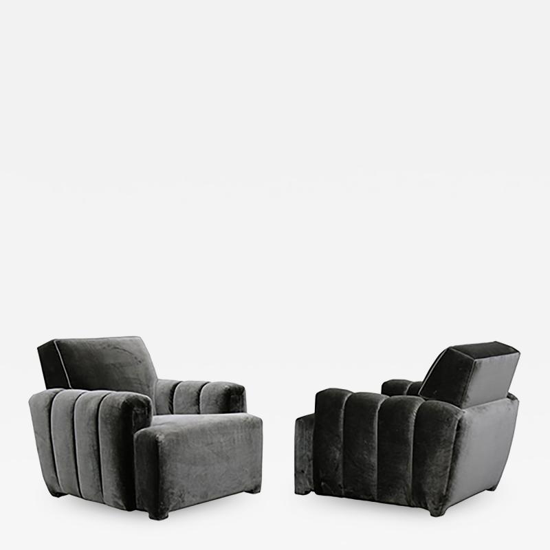 Todd Merrill Todd Merrill Custom Originals Pair of Channel Tufted Club Chairs
