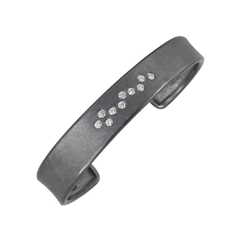 Todd Reed Brilliant Cut White Diamond Oxidized Patina Silver Cuff Bracelet Todd Reed