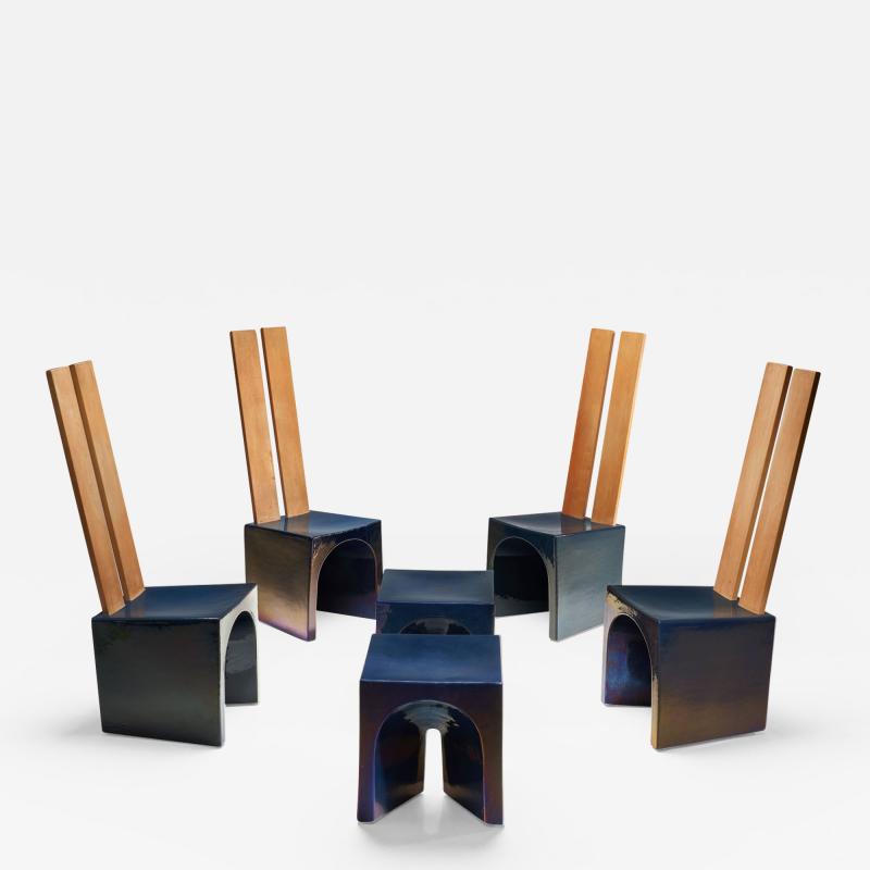 Tom Bruinsma Tom Bruinsma Glazed Chairs and Tables for Mobach Ceramics Netherlands ca 1980s