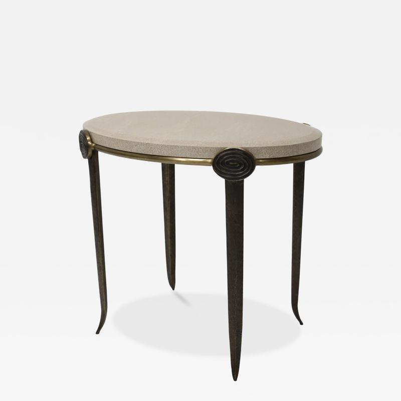 Tom Corbin Tom Corbin Bronze and Marble Medallion Side Table