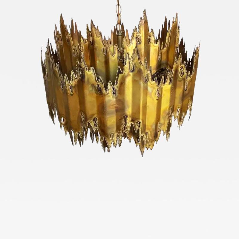 Tom Greene Brass Midcentury Brutalist Modern Chandelier by Tom Greene for Feldman