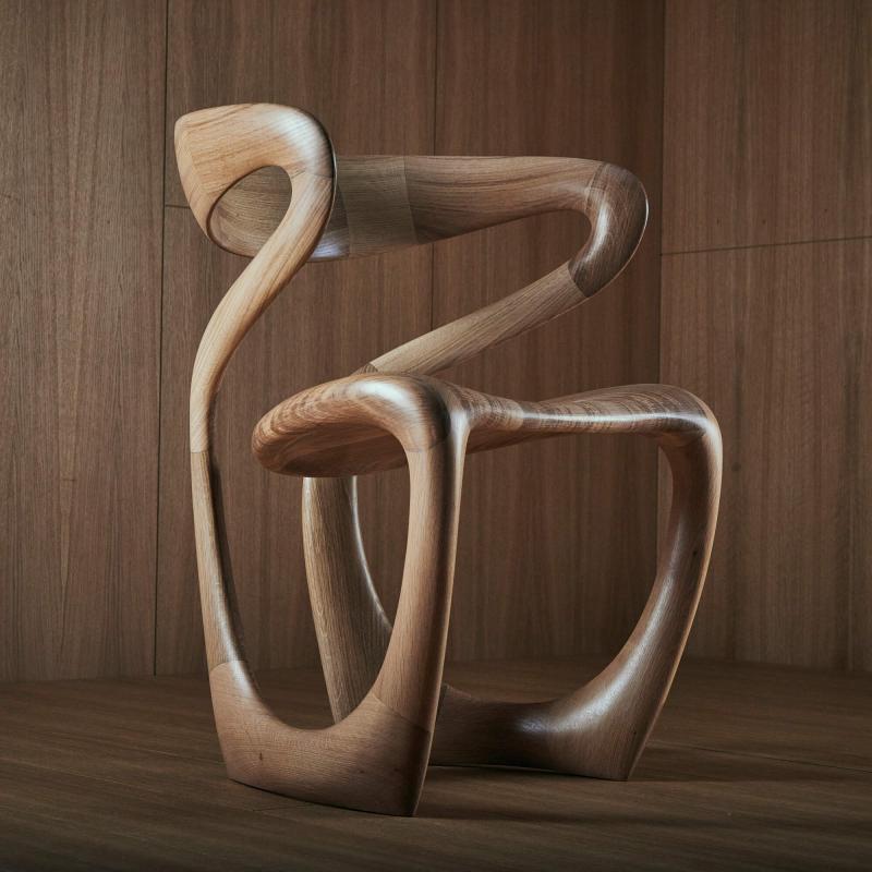 Tom Vaughan 'S Chair', handmade abstract wooden chair by Tom Vaughan