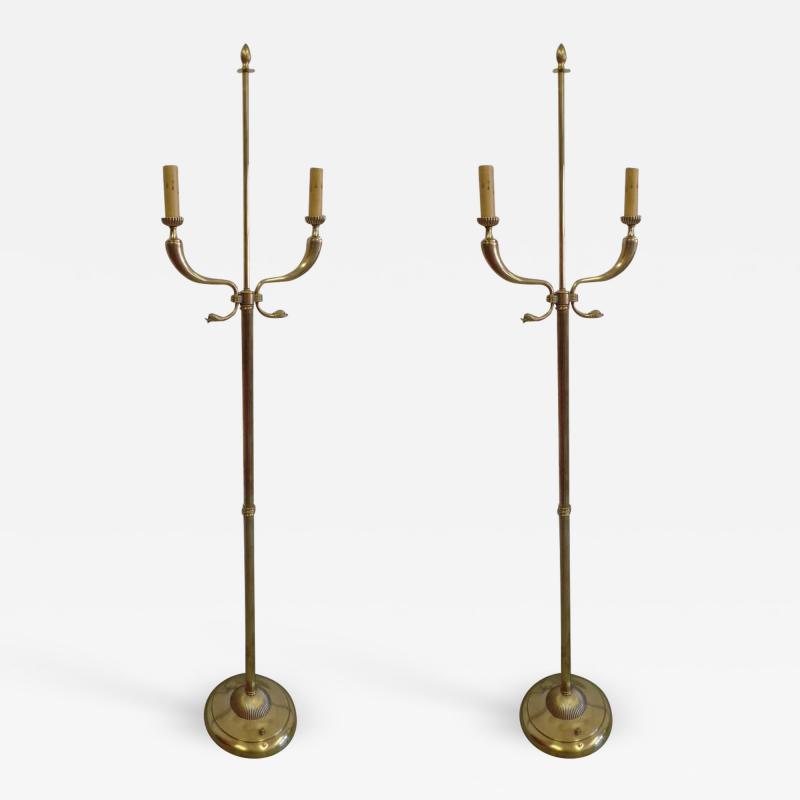 Tomaso Buzzi Pair Italian Mid Century Brass Floor Lamps Attributed Tomaso Buzzi and Gio Ponti