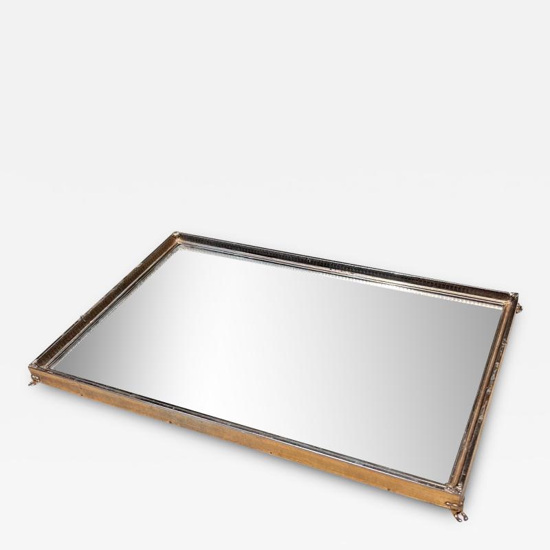 Tommaso Barbi 1950s Neoclassical Brass Mirror Vanity Tray Italy