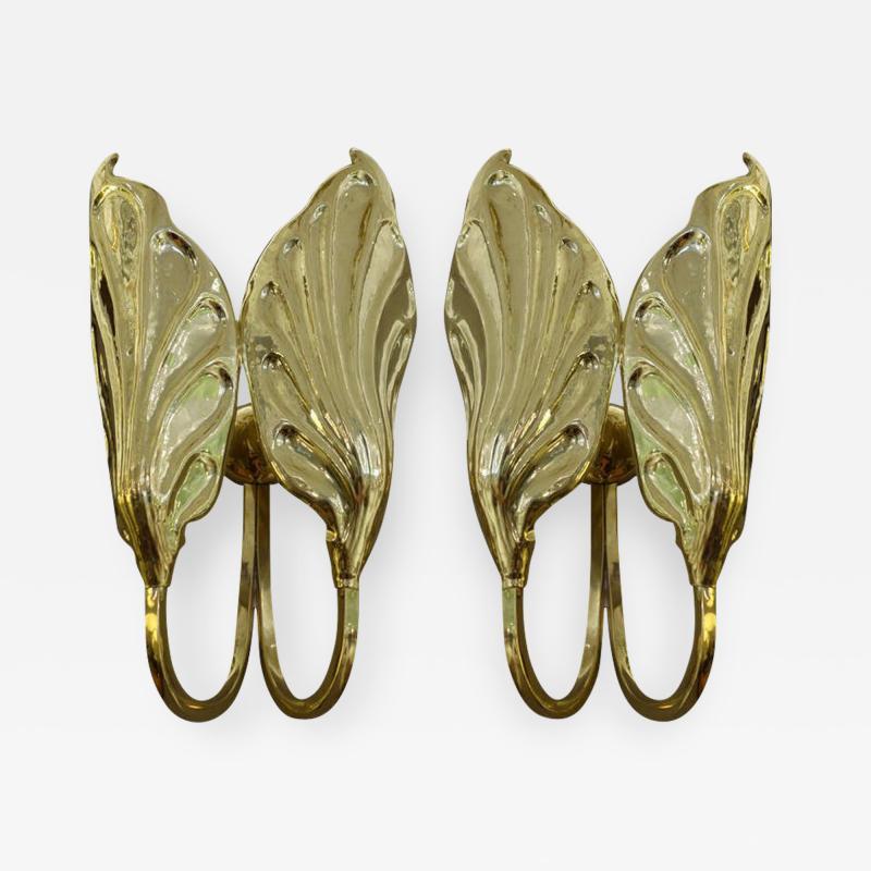 Tommaso Barbi A Pair of Italian Mid Century Tommaso Barbi Brass Sconces