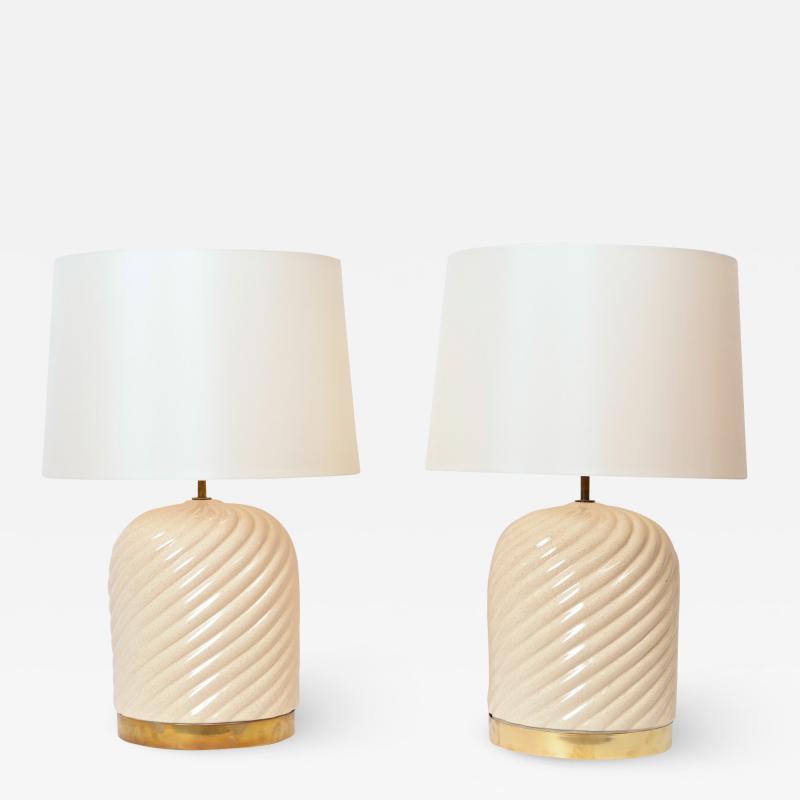 Tommaso Barbi Pair of Ceramic Table Lamps by Tommaso Barbi c 1970