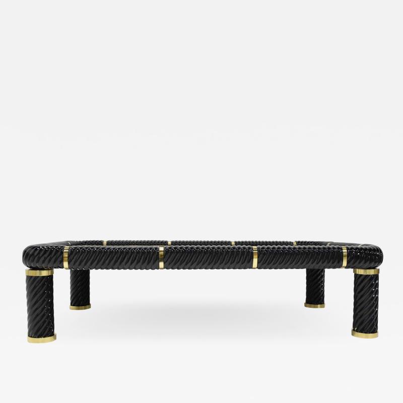 Tommaso Barbi Tommaso Barbi Cocktail Table in Black Ceramic with Brass Trim