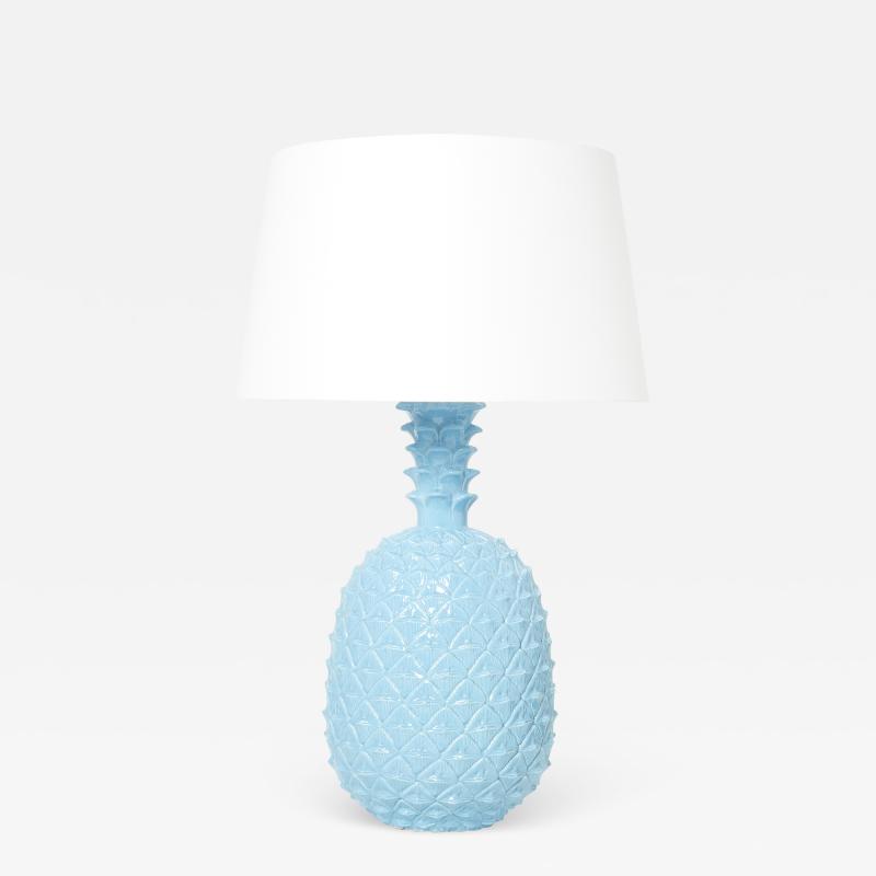 Tommaso Barbi Tommaso Barbi XL blue pineapple ceramic table lamp 1970s