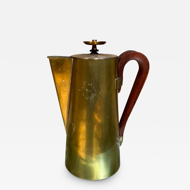 Tommi Parzinger 1960s Tommi Parzinger Brass and Walnut Coffee Pot Dorlyn Silversmiths