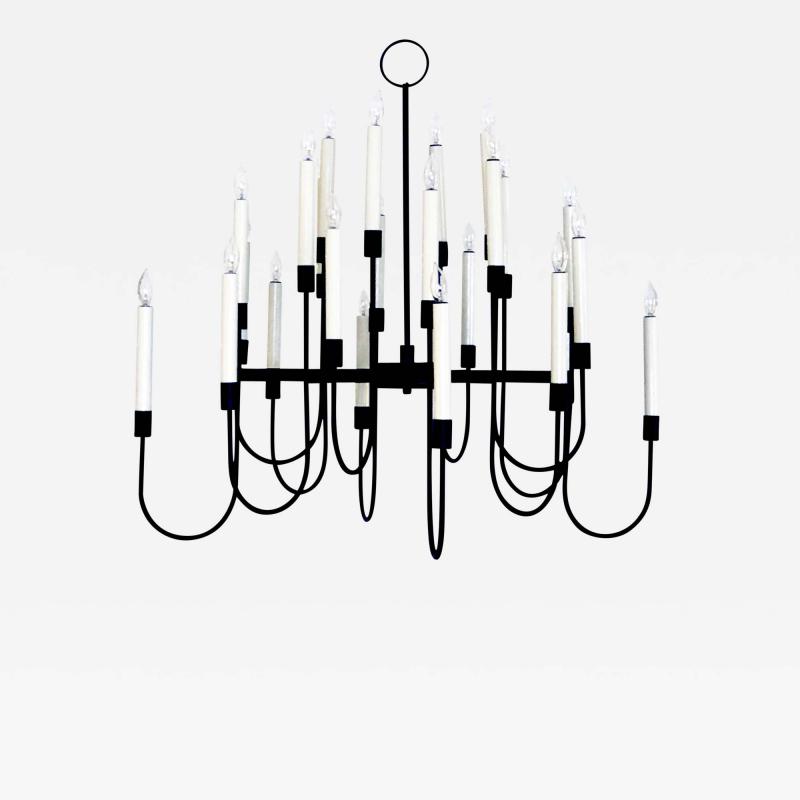 Tommi Parzinger A Stylish Black Enameled Metal 12 Arm Chandelier Tommi Parzinger