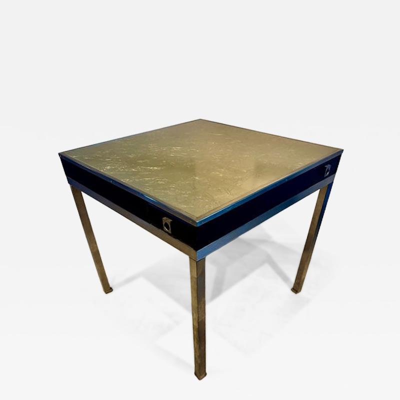 Tommi Parzinger American Modern Chrome Lacquer Silver Leaf Game Table 1960s