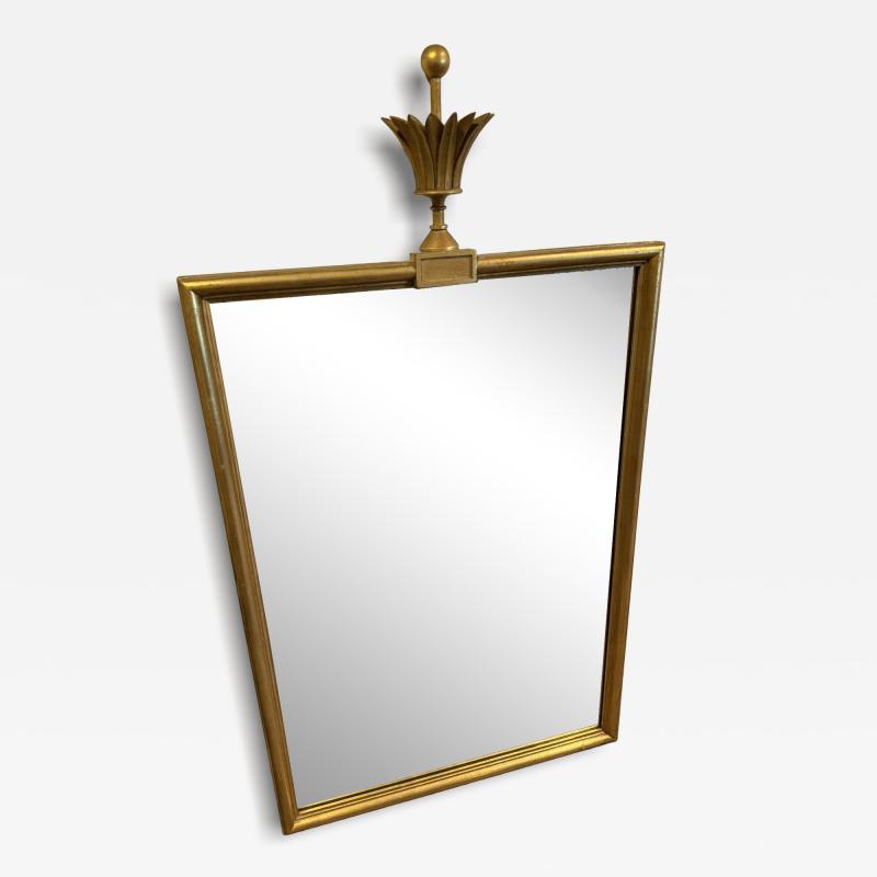 Tommi Parzinger EXCEPTIONAL GILT WOOD MIRROR WITH STYLIZED FLORA CREST MIRROR BY TOMMI PARZINGER