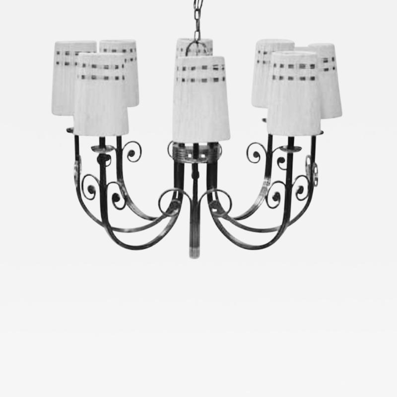 Tommi Parzinger Highly Important Rare Tommi Parzinger Hand Made Nickel Finish Chandelier