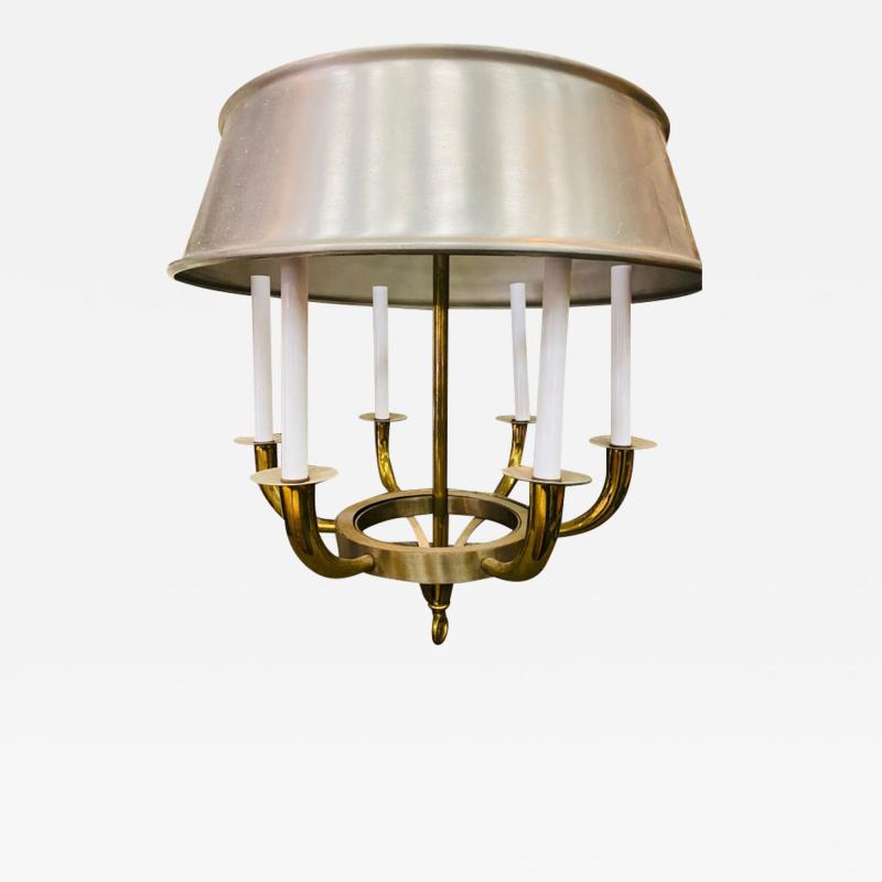 Tommi Parzinger MODERNIST NICKEL AND BRASS CHANDELIER BY TOMMI PARZINGER