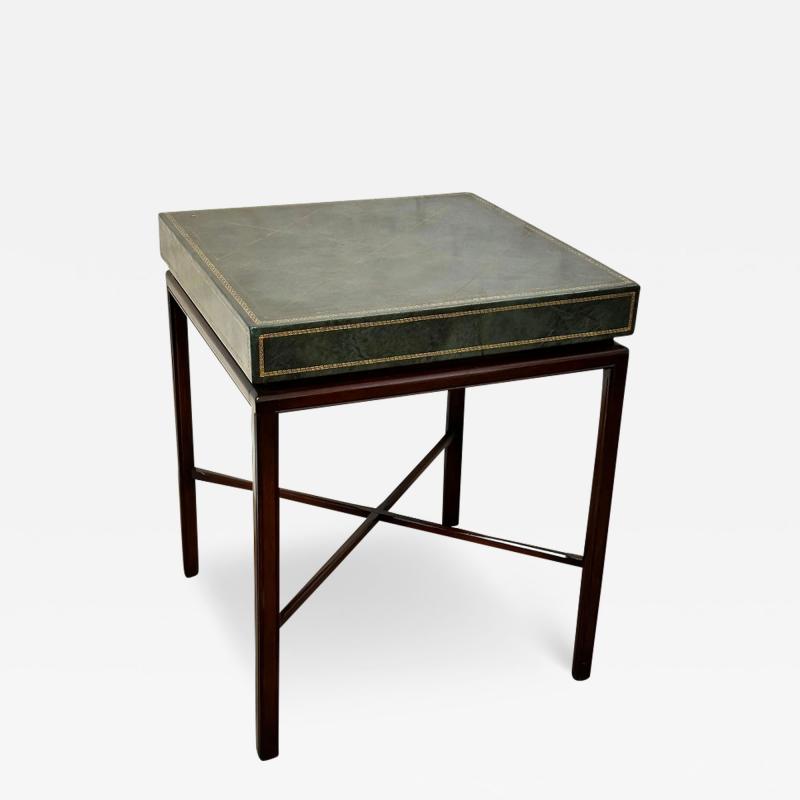 Tommi Parzinger Mid Century Modern Tommi Parzinger Green Leather Occasional Table
