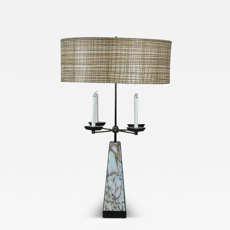 Tommi Parzinger Monumental Mid Century Obelisk Candelabra Lamp in the Style of Tommi Parzinger