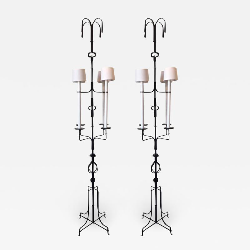 Tommi Parzinger Pair of Monumental Iron Floor Lamps