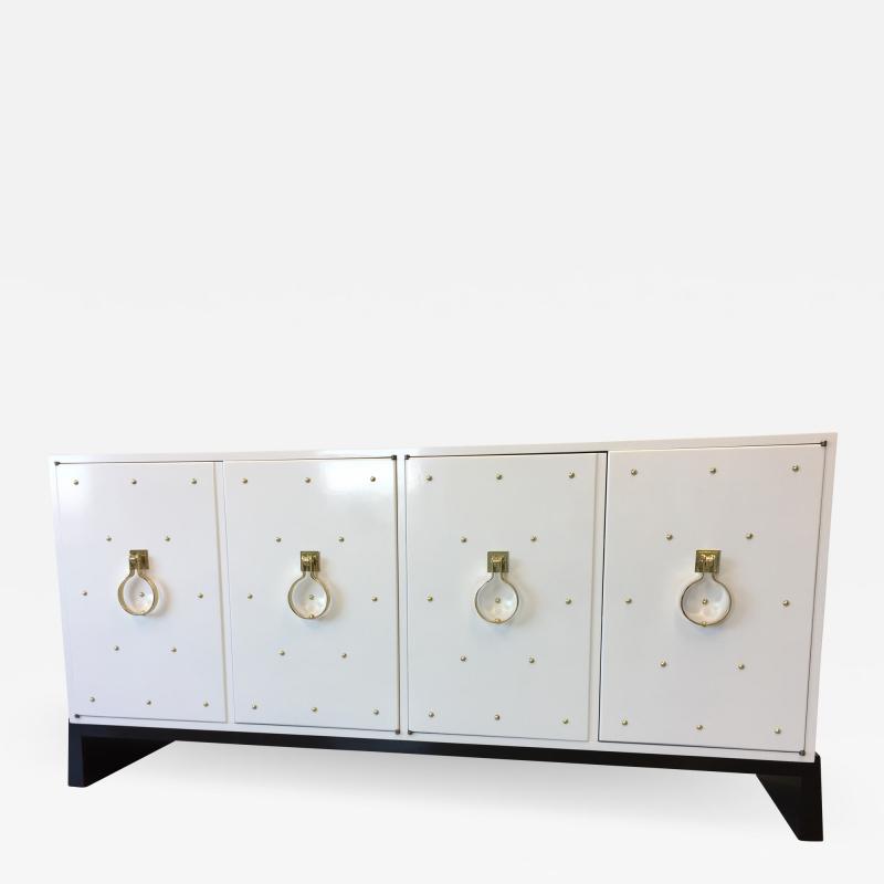 Tommi Parzinger Parzinger Original White Lacquered Studded Cabinet