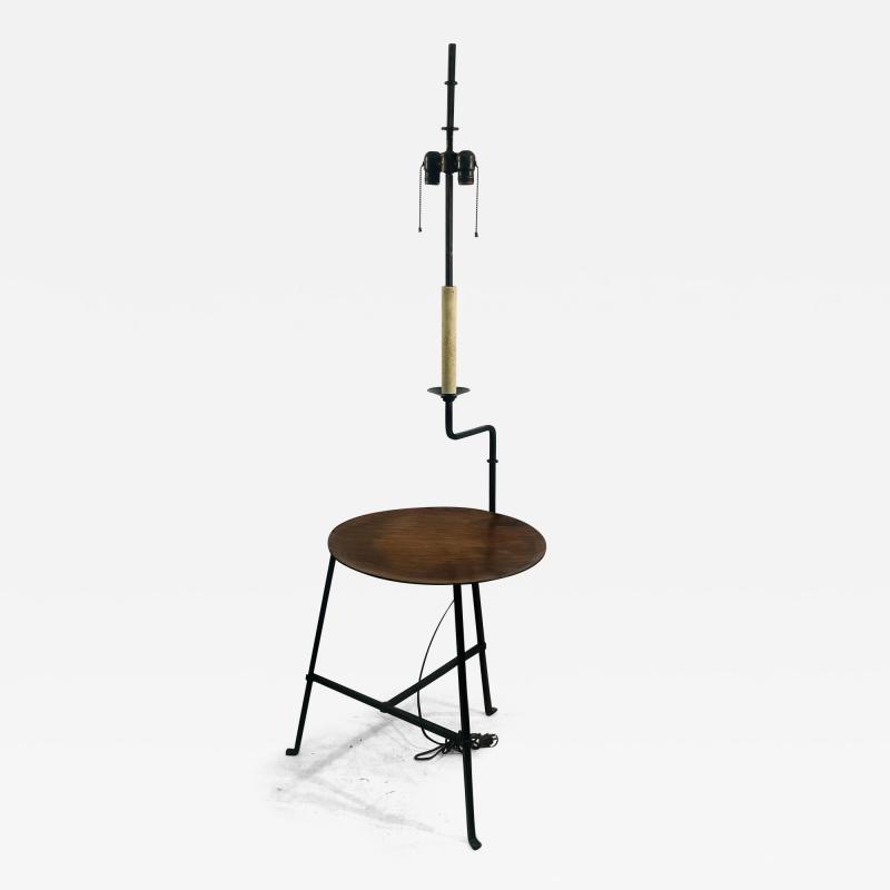 Tommi Parzinger RARE MID CENTURY TOMMI PARZINGER TRIPOD FLOOR LAMP WITH ATTACHED WOOD TABLE