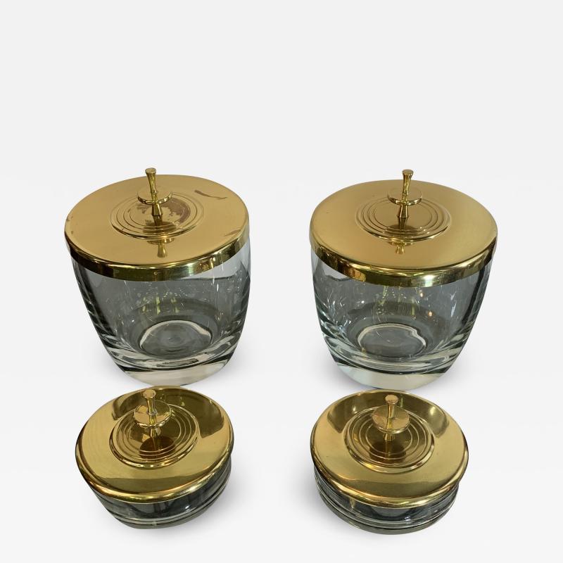 Tommi Parzinger SUITE OF FOUR STUNNING TOMMI PARZINGER BRASS AND GLASS CANNISTERS