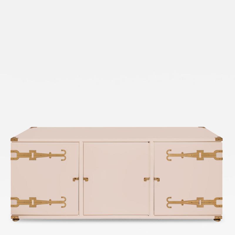 Tommi Parzinger Tommi Parzinger 3 Door Credenza with Iconic Engraved Brass Hardware 1950s