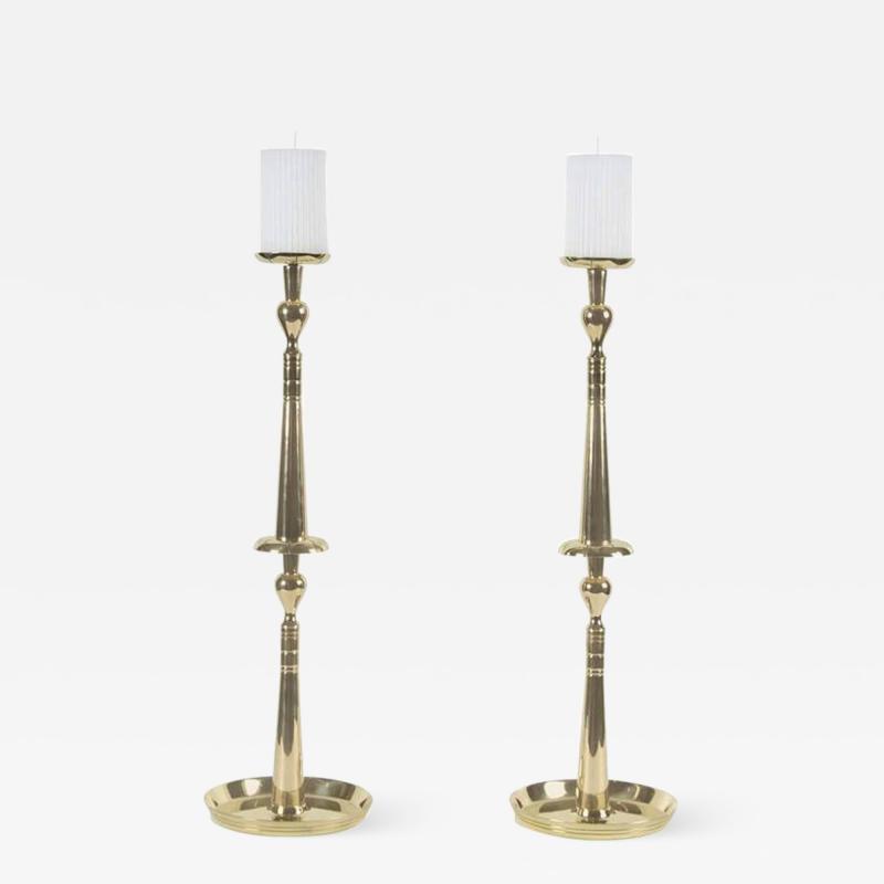 Tommi Parzinger Tommi Parzinger Brass Spindle Candlesticks