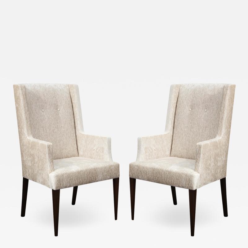 Tommi Parzinger Tommi Parzinger Elegant Pair of Upholstered Arm Chairs 1950s