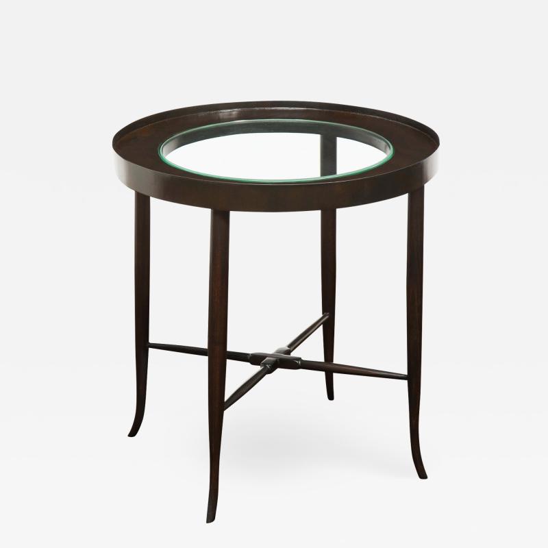 Tommi Parzinger Tommi Parzinger Elegant Side Table With Inset Glass Top 1950s