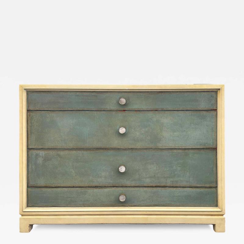 Tommi Parzinger Tommi Parzinger Glazed Leather Chest Of Drawers For Charak Modern