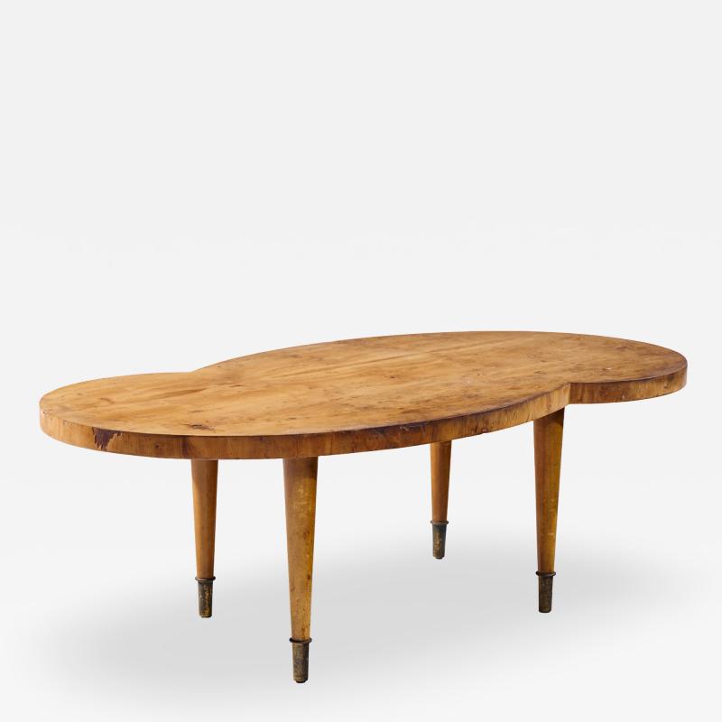 Tommi Parzinger Tommi Parzinger Mid Century Free Form Mahogany and Brass Curved Coffee Table