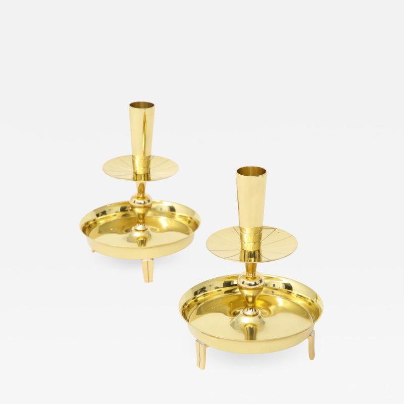 Tommi Parzinger Tommi Parzinger Round Brass Candlesticks