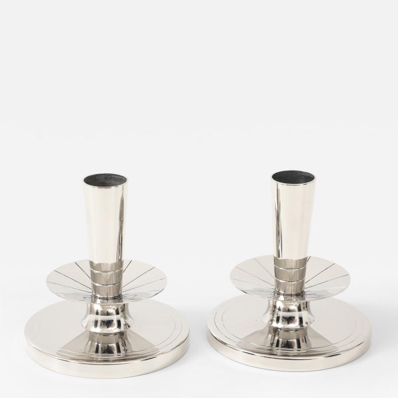 Tommi Parzinger Tommi Parzinger Round Nickel Candlesticks