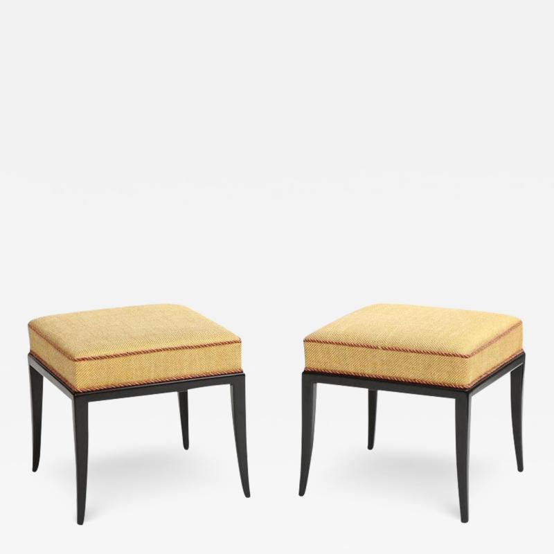 Tommi Parzinger Tommi Parzinger Stools Benches Ebonized Wood Upholstery